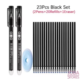 Set de stylos effaçables 23 pièces Noir