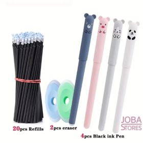 Set de stylos effaçables Animaux Noir