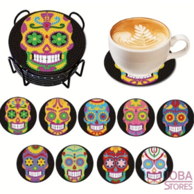 Diamond Painting Dessous de Verre - Skull (9 pièces)