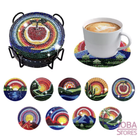 Diamond Painting Dessous de Verre - Montagnes (9 pièces)