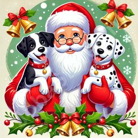 Diamond Painting Père Noël avec Dalmatien