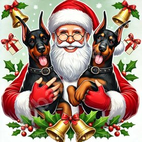 Diamond Painting Père Noël avec Doberman