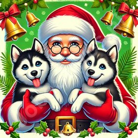 Diamond Painting Père Noël avec Husky