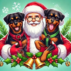 Diamond Painting Père Noël avec Rottweiler