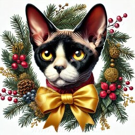 Diamond Painting Couronne de Noël Chat - Devon Rex