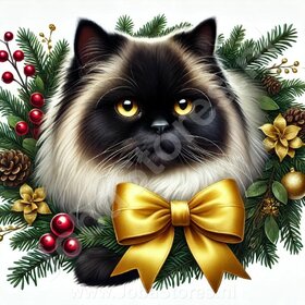 Diamond Painting Couronne de Noël - Chat Himalayen