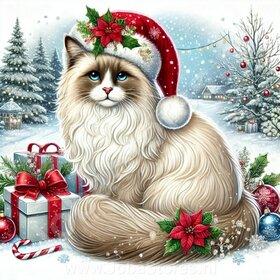 Diamond Painting Chat de Noël - Ragdoll