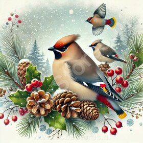 Diamond Painting Oiseau de Noël - Bombycilla