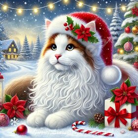 Diamond Painting Chat de Noël - Van Turc