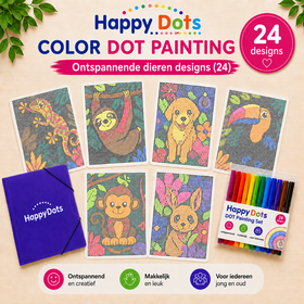 Kit de peinture à points HappyDots Color DOT Animaux parmi les fleurs A4