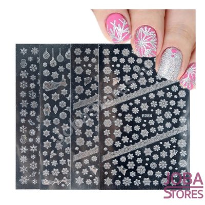 Nagel Sticker Set Sneeuw Zilver