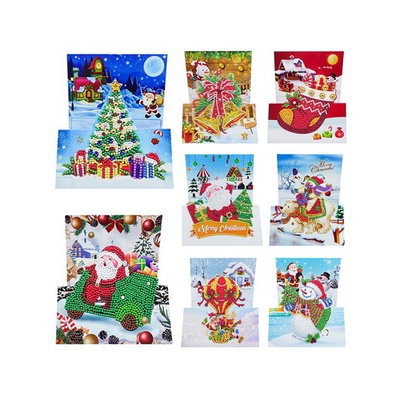 Diamond Painting Jeu de cartes de Noël 3D 02 (8 cartes)