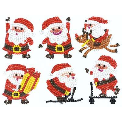 Ensemble d'autocollants de peinture au diamant Pères Noël (6 pcs)