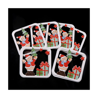 Pendentifs de Noël en bois Carré Blanc (10 pièces)