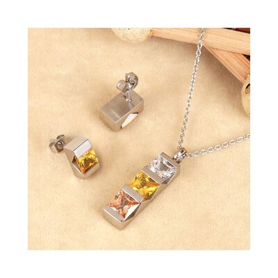 Parure Anna 011 collier + pendentif et boucles d'oreilles