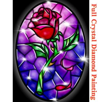Cristal Diamond Painting Peinture Vitrail rose 30x40cm