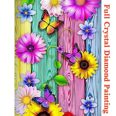 Crystal Diamond Painting Papillons et Fleurs 04 (taille de votre choix)