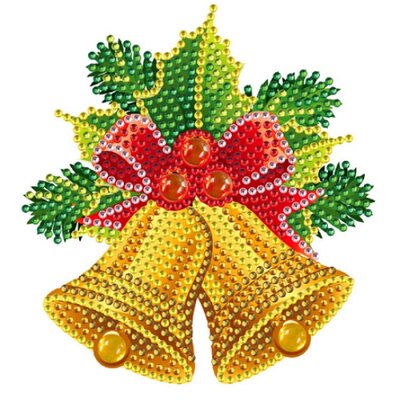 Diamond Painting Autocollant de Noël grand Cloches de Noël 01 (14cm)