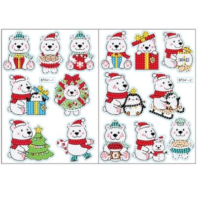 Ensemble de Stickers pour Diamond Painting Ours de Noël (15 pièces)