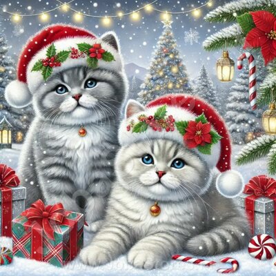 Diamond Painting Chats de Noël - British Shorthair