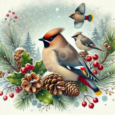 Diamond Painting Oiseau de Noël - Bombycilla