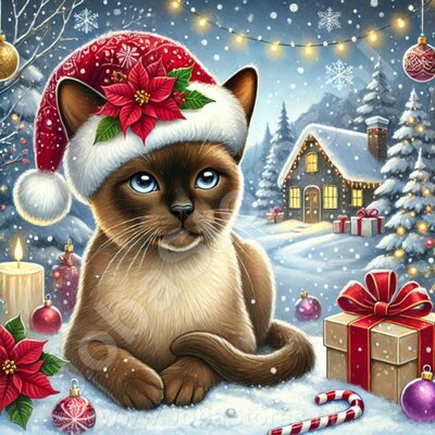 Diamond Painting Chat de Noël - Birman