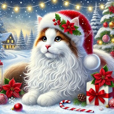 Diamond Painting Chat de Noël - Van Turc