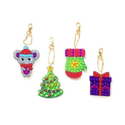 Diamond Painting Set de porte-clés Noël 08 (4 pièces)